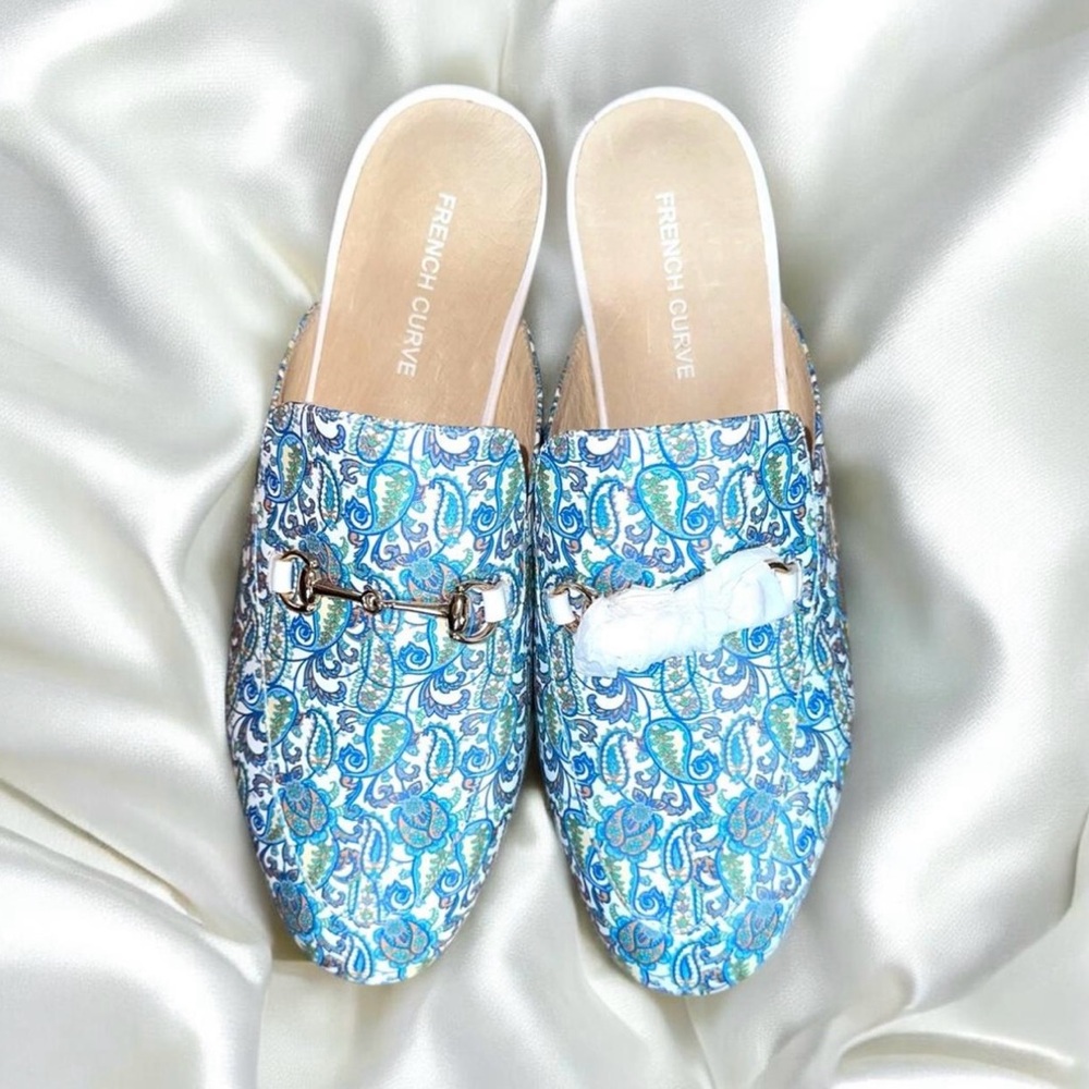 French Curve Paisley Mule loafers